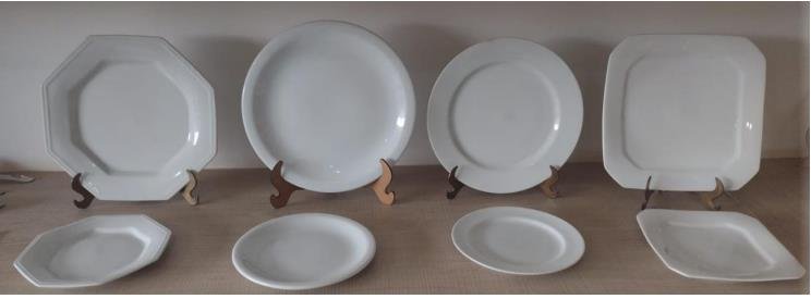 Conjunto de louças e pratos brancos para festas e eventos
